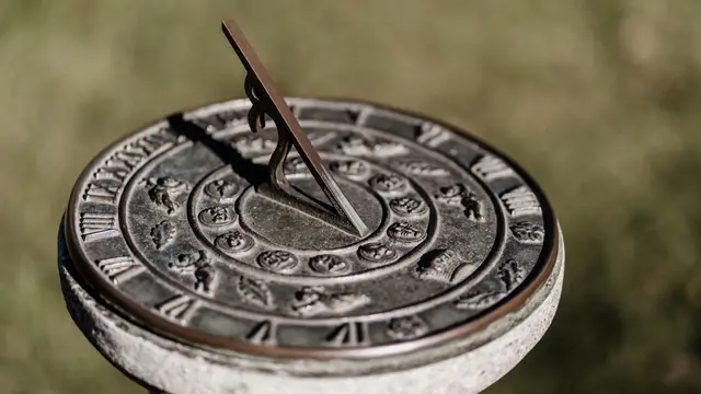 Close-up of a stone sundial