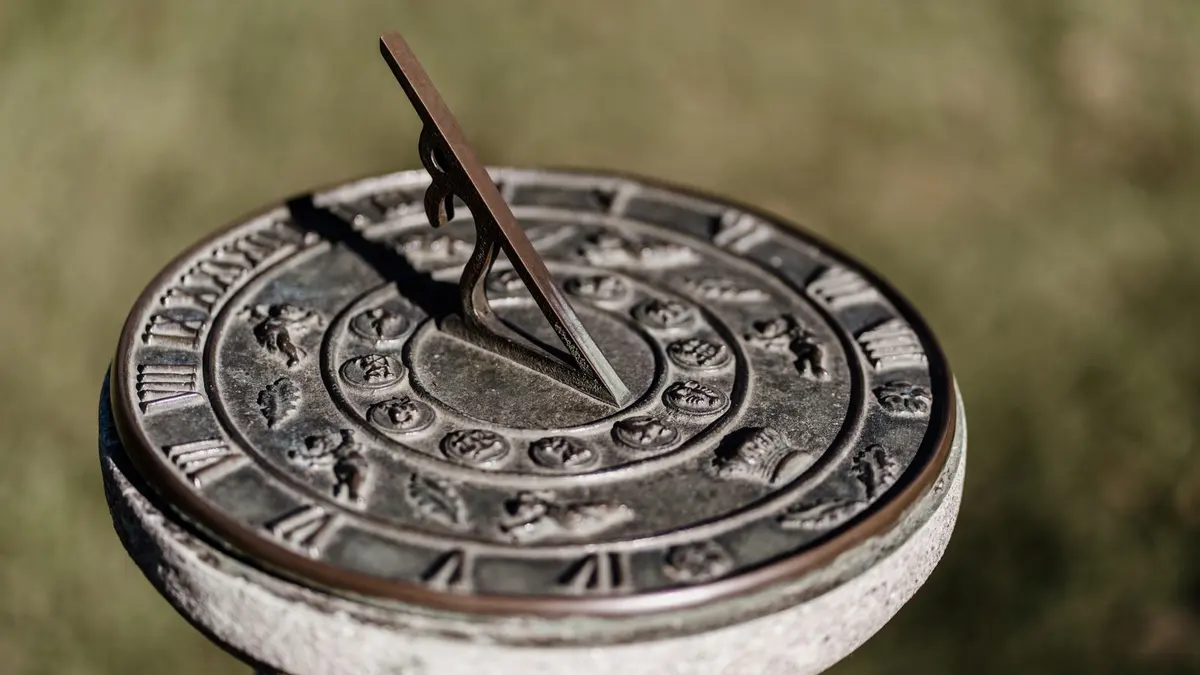 Close-up of a stone sundial