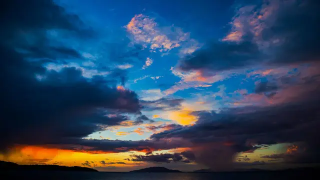 Twilight sky over a calm ocean