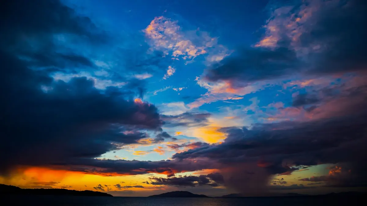 Twilight sky over a calm ocean